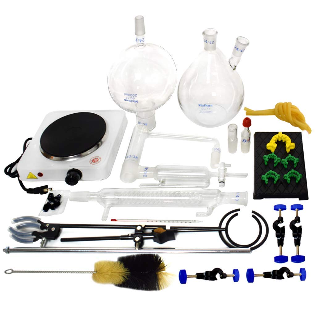 500ml Essential Oil Distillation Apparatus with Graham Condenser + Hot Stove + Essential Oil