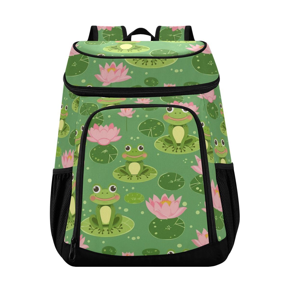 Frogs Lotus Cooler Backpack Leakproof Insulated Lunch Cooler Bag 30 Cans Camping Backpacks for Camping Hiking Beach