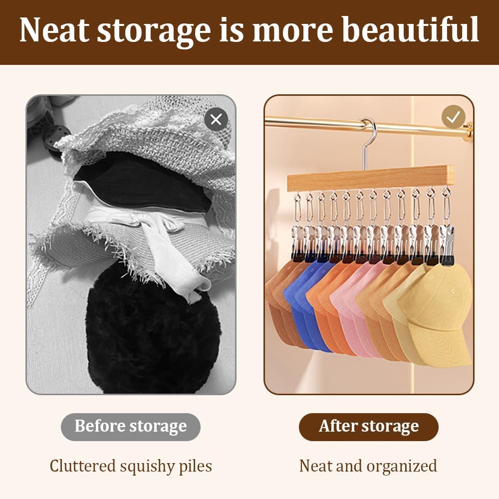 Hosenbügel aus Holz mit Clips – platzsparender Schrank-Organizer, rutschfeste stabile Clips für Socken, Hüte, Schals, Leggings, Jeans und Handtücher – vielseitige Aufbewahrungslösung