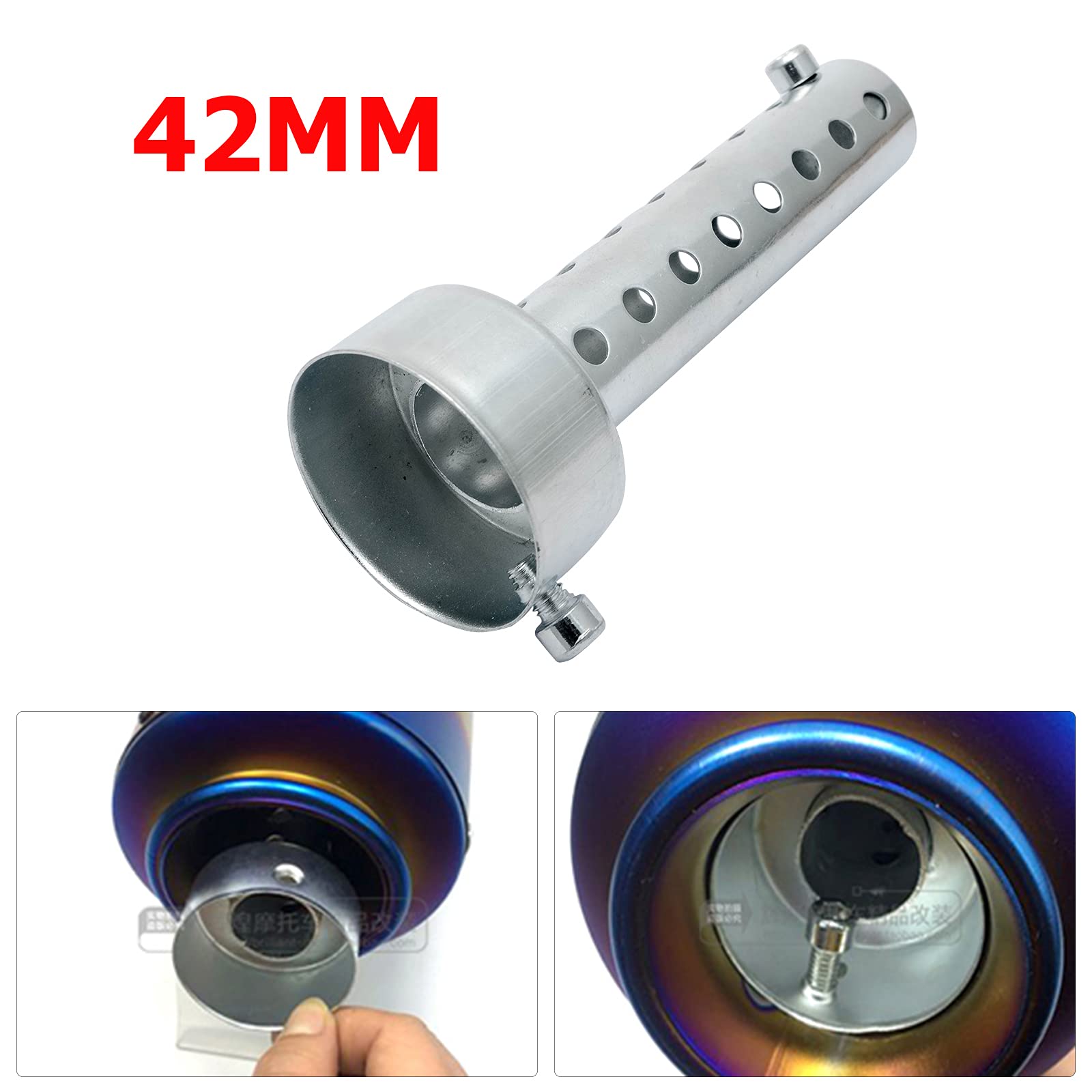2 pcs Universel 42mm Amovible Moto Silencieux D'échappement Moto Silencieux Peut Insérer Chicane Silencieux, Argent