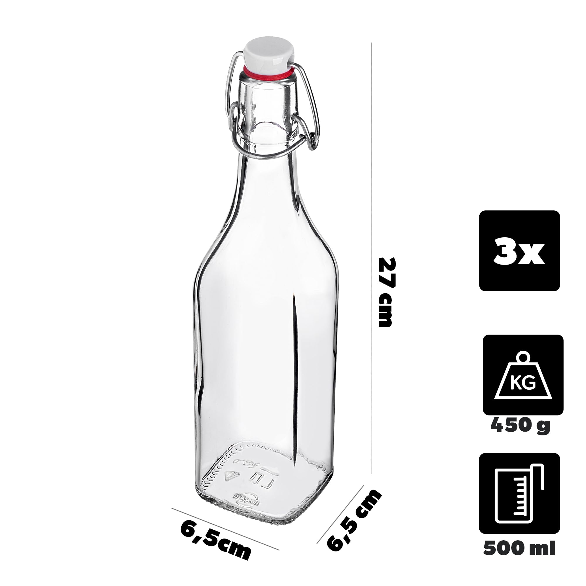 BUCOMTU Glazen flessen van 150 ml met beugelsluiting, om te