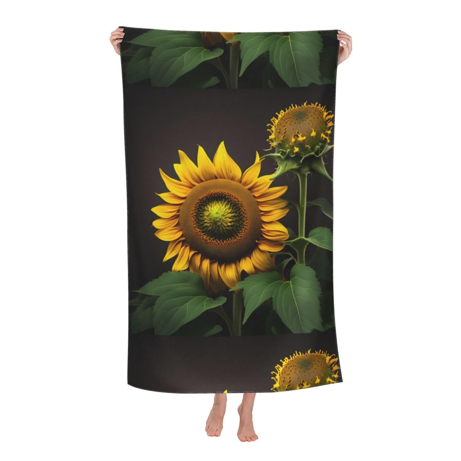 Sunflowers In The Weeds Print Adult Beach Towels,Beach & Pool Towel,Beach Towels,Towels For Camping