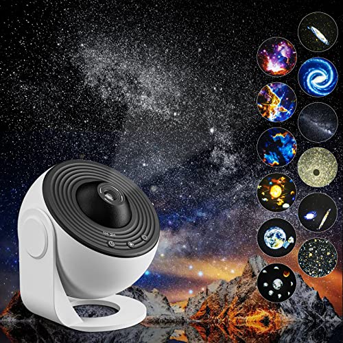 YunLone Home Planetario Nebulosa Luna Pianeti Stella Proiettore da soffitto con 12pcs Film Discs, Quite, Luce notturna lampada di proiezione