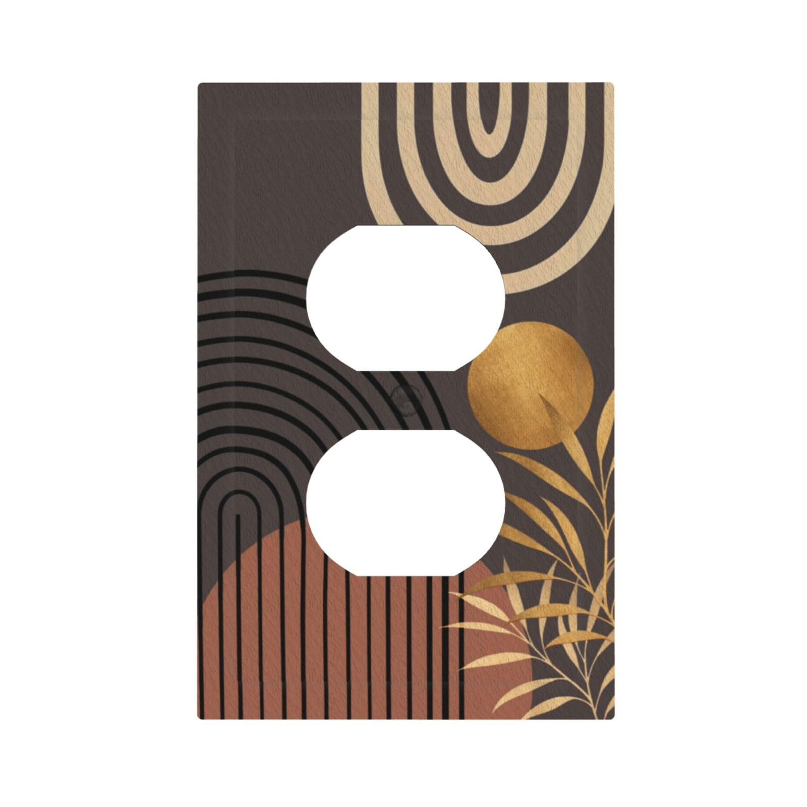 Dwbguo Decorative Outlet Covers Boho Abstract Geometric 1 Gang Duplex Light Switch Cover Plate Modern Minimalist Gold Palm Leaf Unique Wall Plates Switch Plate Cover Home Decor