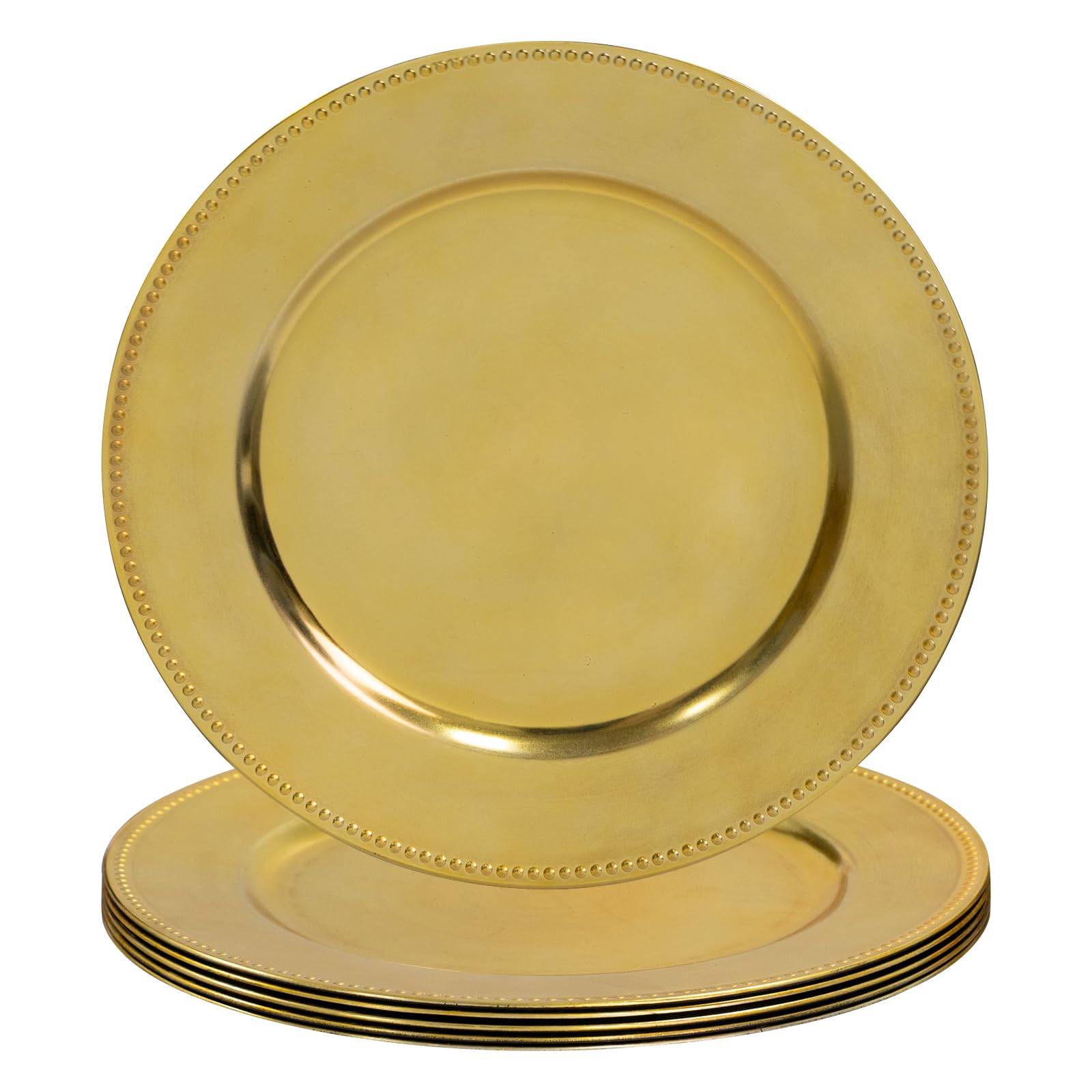 MAONAME 13" Gold Charger Plates, Electroplating Chargers for Dinner Plates, Round Plate Chargers Set of 6, Table Chargers for Wedding, Party