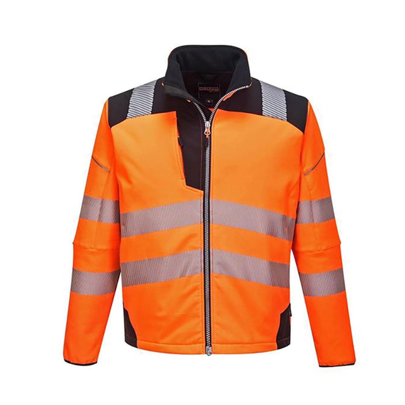 High Visibility Softshell Reflective Jacket, Men's Work Safety Jacket with Pockets & Zippers, Durable Workwear Coat chaleco reflectante