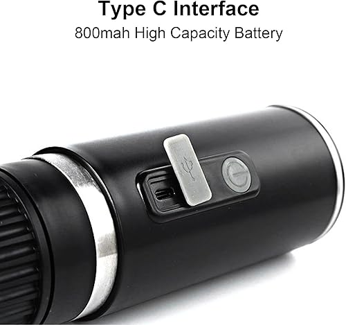 Miniatura 7 de ZJchao Cafetera portátil, 2 en 1, máquina de café universal totalmente automática, cafetera de café con cable de carga tipo C para oficina, camping,