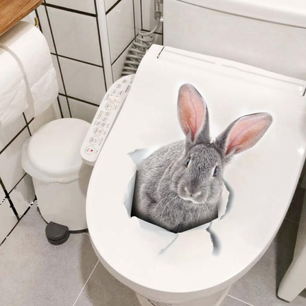 Alipis 5pcs 3D Rabbit Wall Stickers, Cute Animal DIY Decals, Removable Peel and Stick PVC Decorations for Home Bathroom, Car, 20x30cm - Image 4