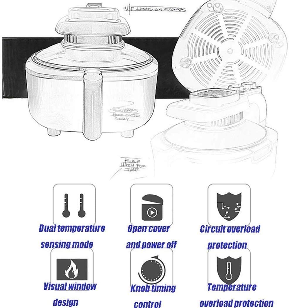 Friteuse d'air 5L, friteuse avec contrôle de la température réglable, minuterie, Noir