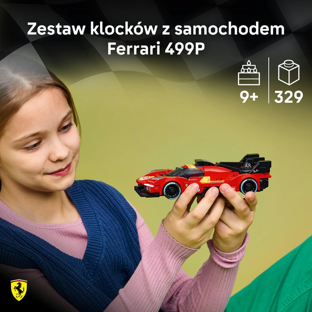 LEGO Speed Champions Ferrari 499P, zabawka konstrukcyjna dla chłopca lub dziewczynki, zestaw z zabawkowym samochodem dla dzieci, pomysł na prezent dla 9-latka 77261