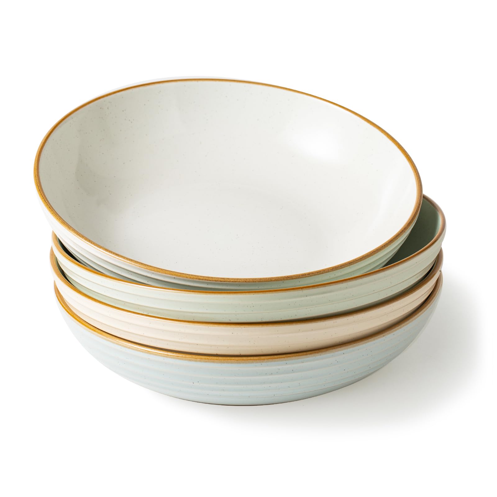 Richmount Jupiter Stoneware Pasta Bowls Set of 4, Salad/Cereal/Soup Bowl 22cm 887ml, Classic Bowl for All Pasta Dishes, Microwave and Dishwasher Safe, Serving Bowls Set of 4, Multi-Color