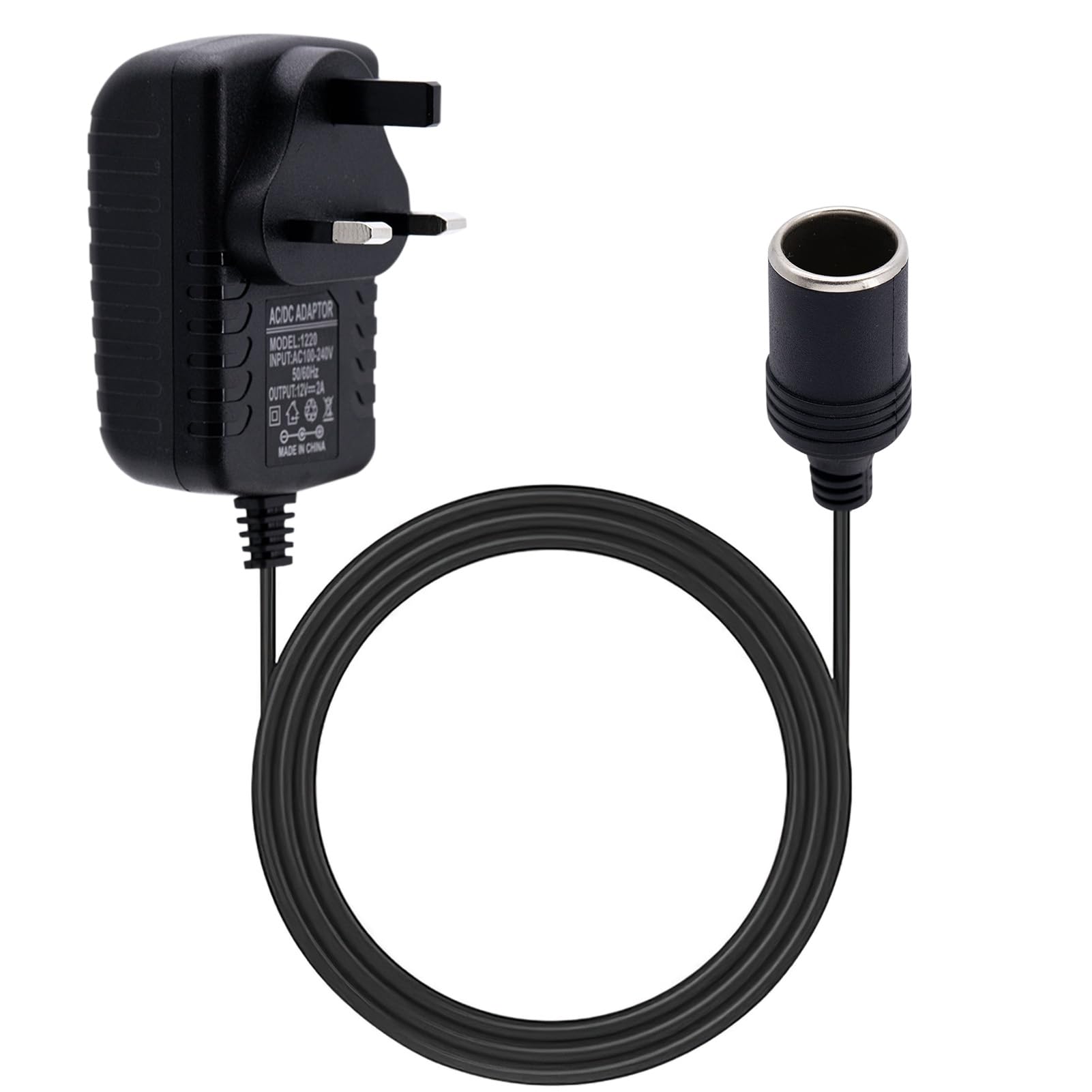 Car Plug Adapter 240V 2A AC Mains to 12V DC, Cars Power Inverters, Car Converter Socket Voltage, UK Plug Household Cigarette Lighter (Maximum Power 24W)