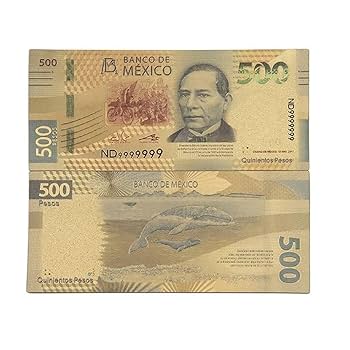 Amazon.co.jp: 金箔メキシコペソ紙幣、500ペソお土産版金メッキ