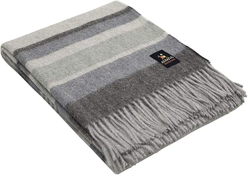 Manta de lana merino de alpaca cálida y suave, diseño de rayas multicolor Perú (grisacero azulverde claro) disponible en Yaxa Costa Rica