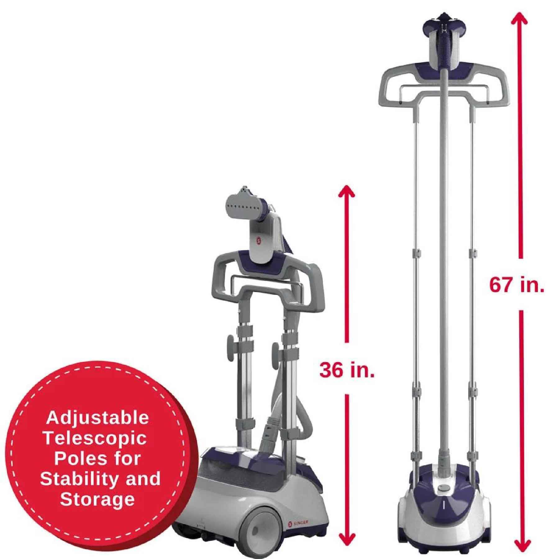 Singer SteamWorks Pro 2.0 Pionowe Żelazko Parowe - zbiornik na wodę 2,5 l, 75 min ciągłego wytwarzania pary, 3 poziomy regulacji, parowe żelazko pionowe do ubrań, gotowe w 45 sekund, 1800 W