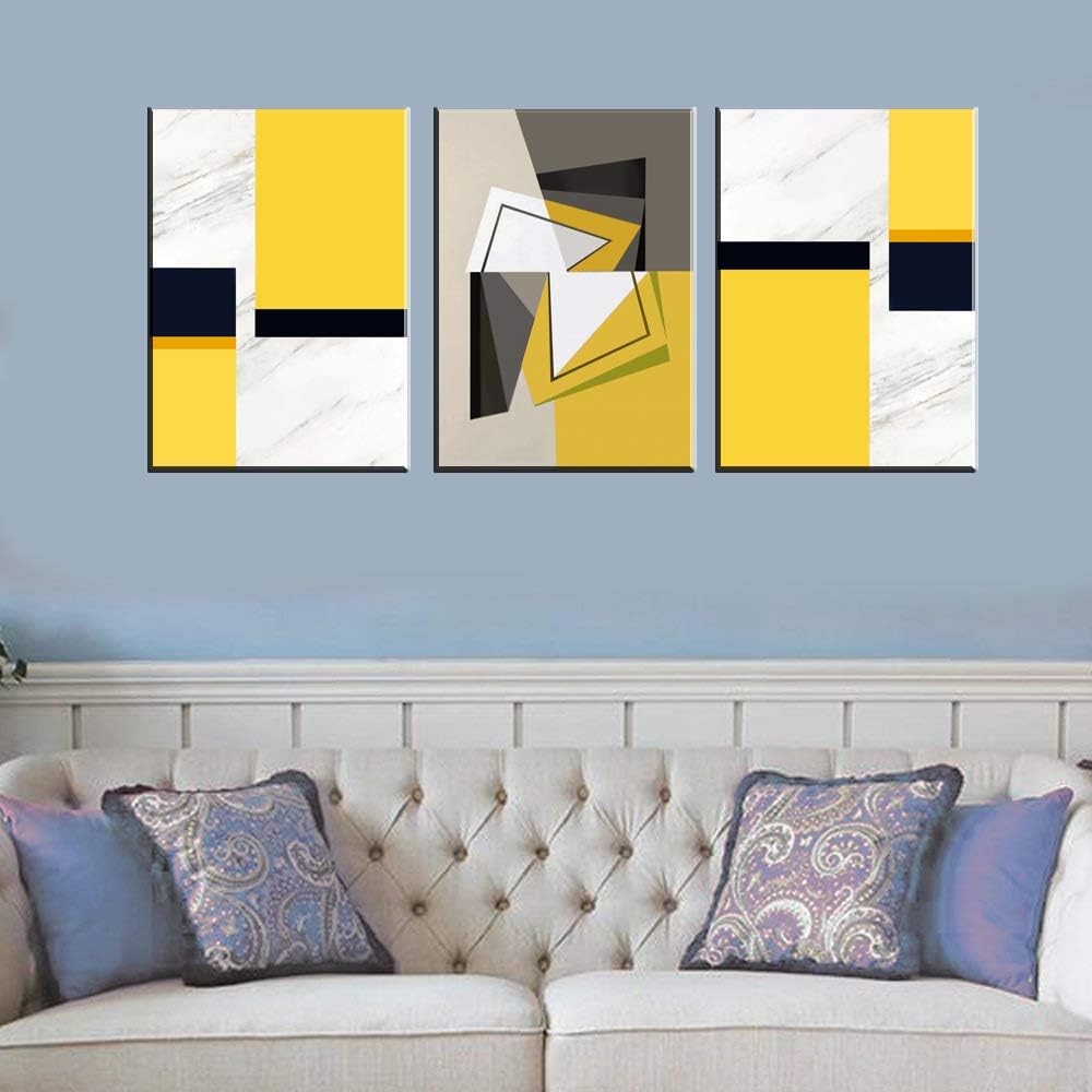 Abstract Canvas Wall Art Geometric Artwork - 12" x 16" x 3 Panels Canvas Painting Modern Picture for Dining Room Wall Decor Home Decoration 12" x 16" x 3 Panels Abstract Geometric