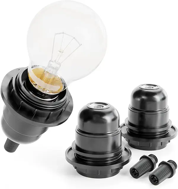 E27 Lampenfassung schwarz - 3er Set für Tischlampe, Stehlampe & Deckenleuchte