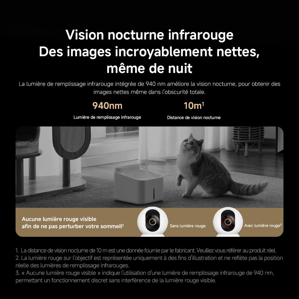 XIAOMI Smart Camera C701 4K Ultra HD, Vision à 360°, Audio bidirectionnel, Vision Nocturne Infrarouge, Wi-FI 6 Double Bande