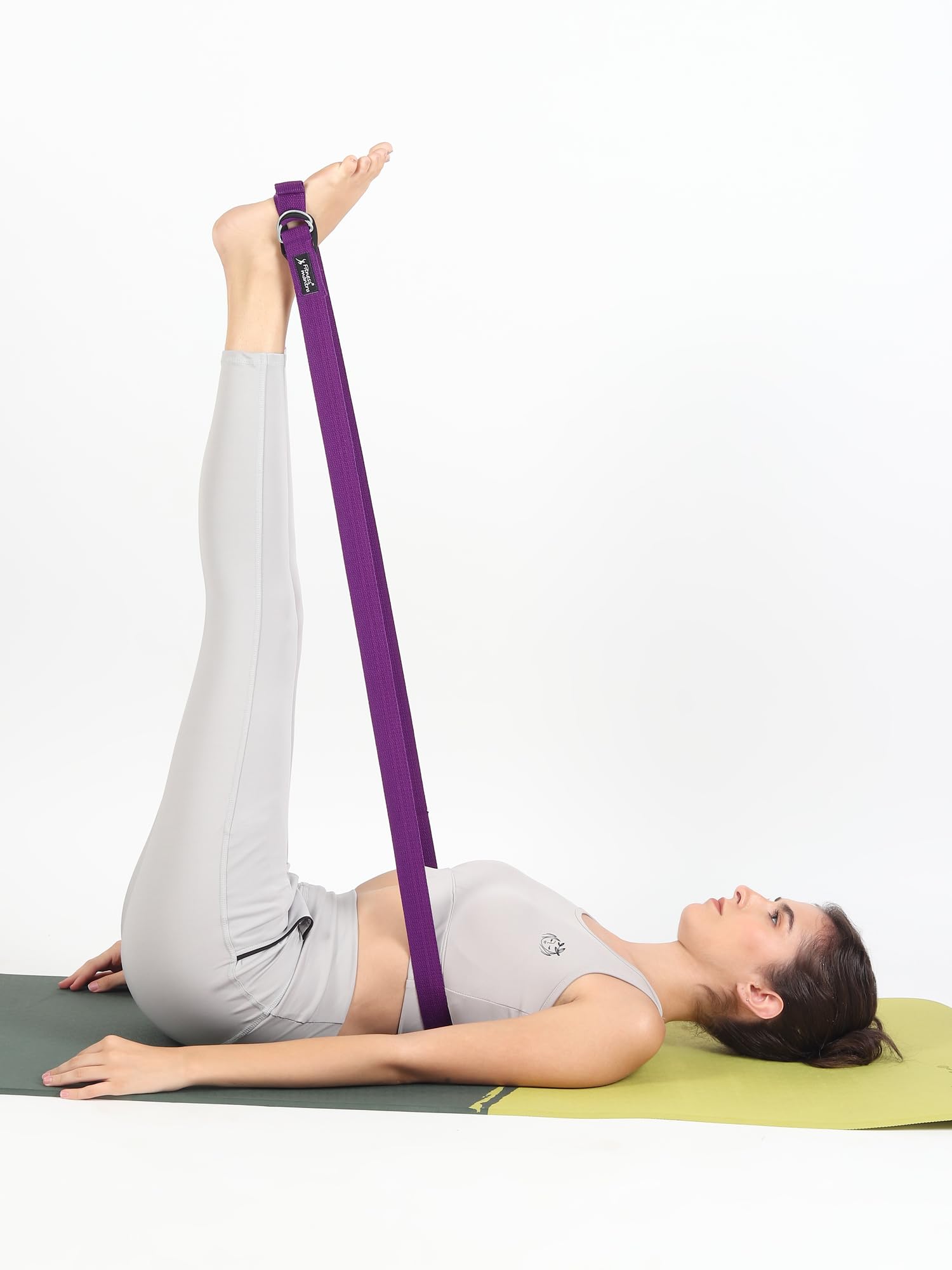 Fitness Mantra® 8.5 Feet Premium Cotton Yoga Belt for Women and Men |Adjustable D-Ring Strap for Stretching, Yoga, Pilates, Physical Therapy & Fitness |Durable & Anti-Slip Quality| Purple| 4