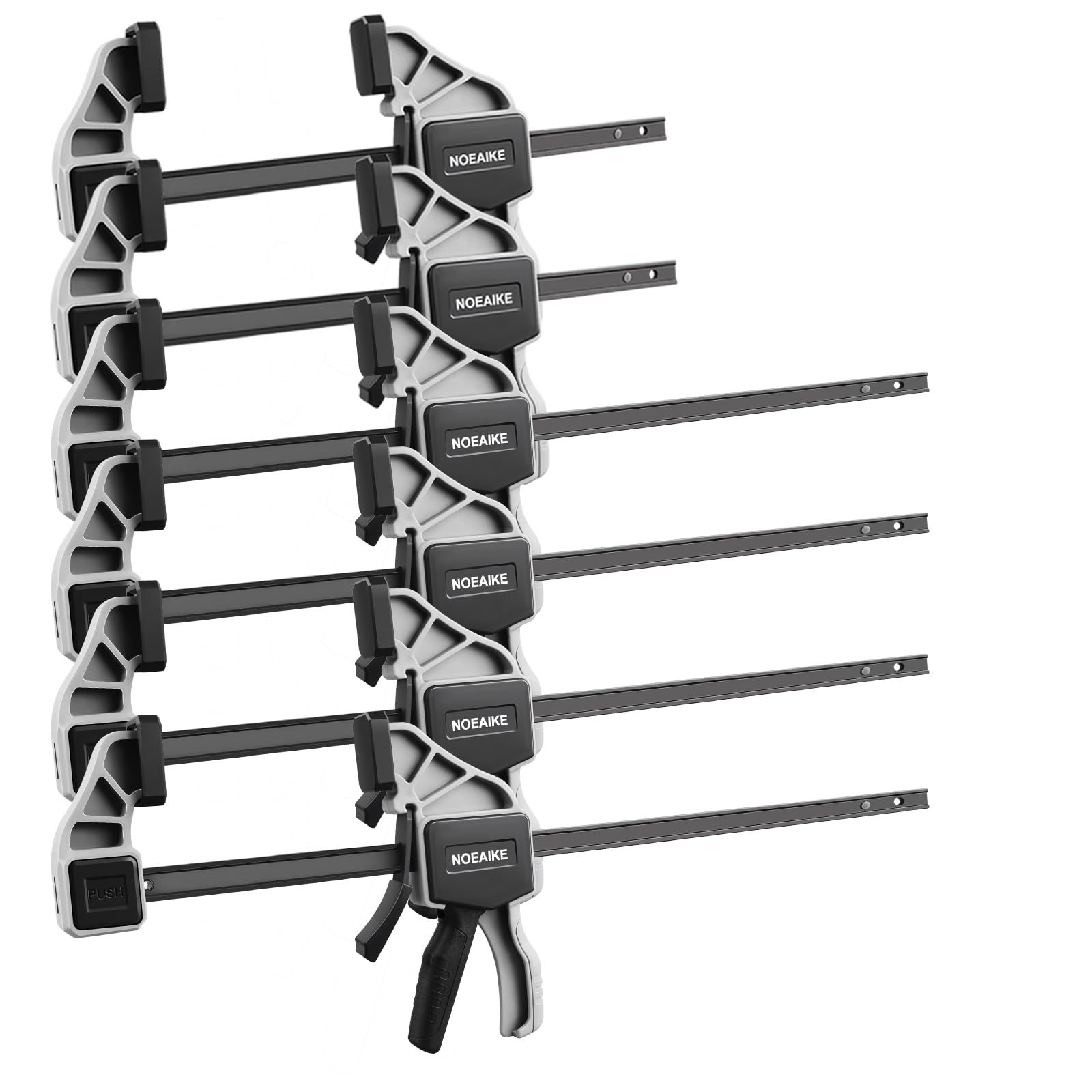 NOEAIKE Bar Clamps for Woodworking,6-Pack Wood Clamps 12”(4)&6”(2) Light Duty One-Handed Quick Grip/Spreader Woodworking Clamp 150LBS Load Limit with