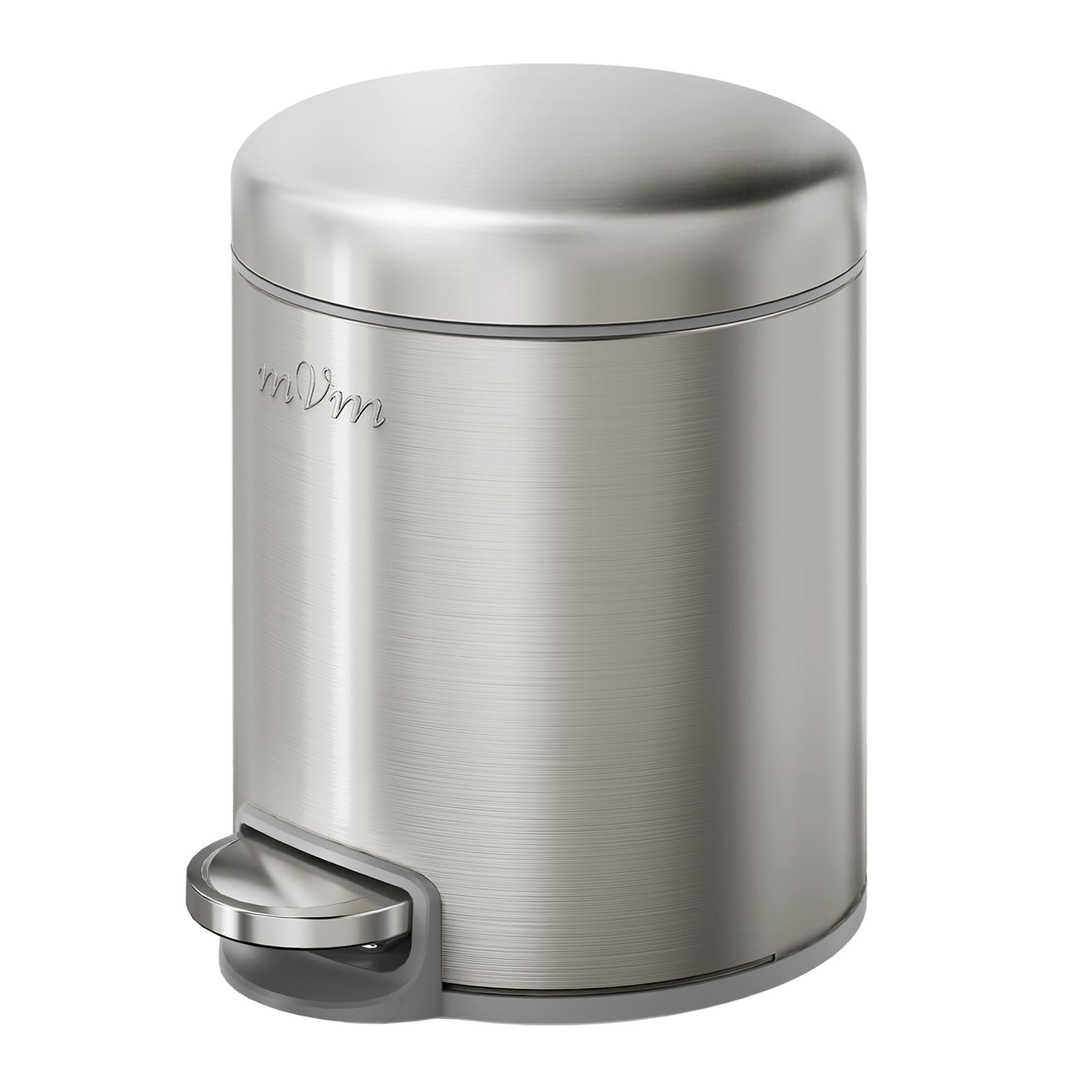 mVm 3L Bathroom Bin, Stainless Steel Bin with Lid, Pedal Bin, Silver