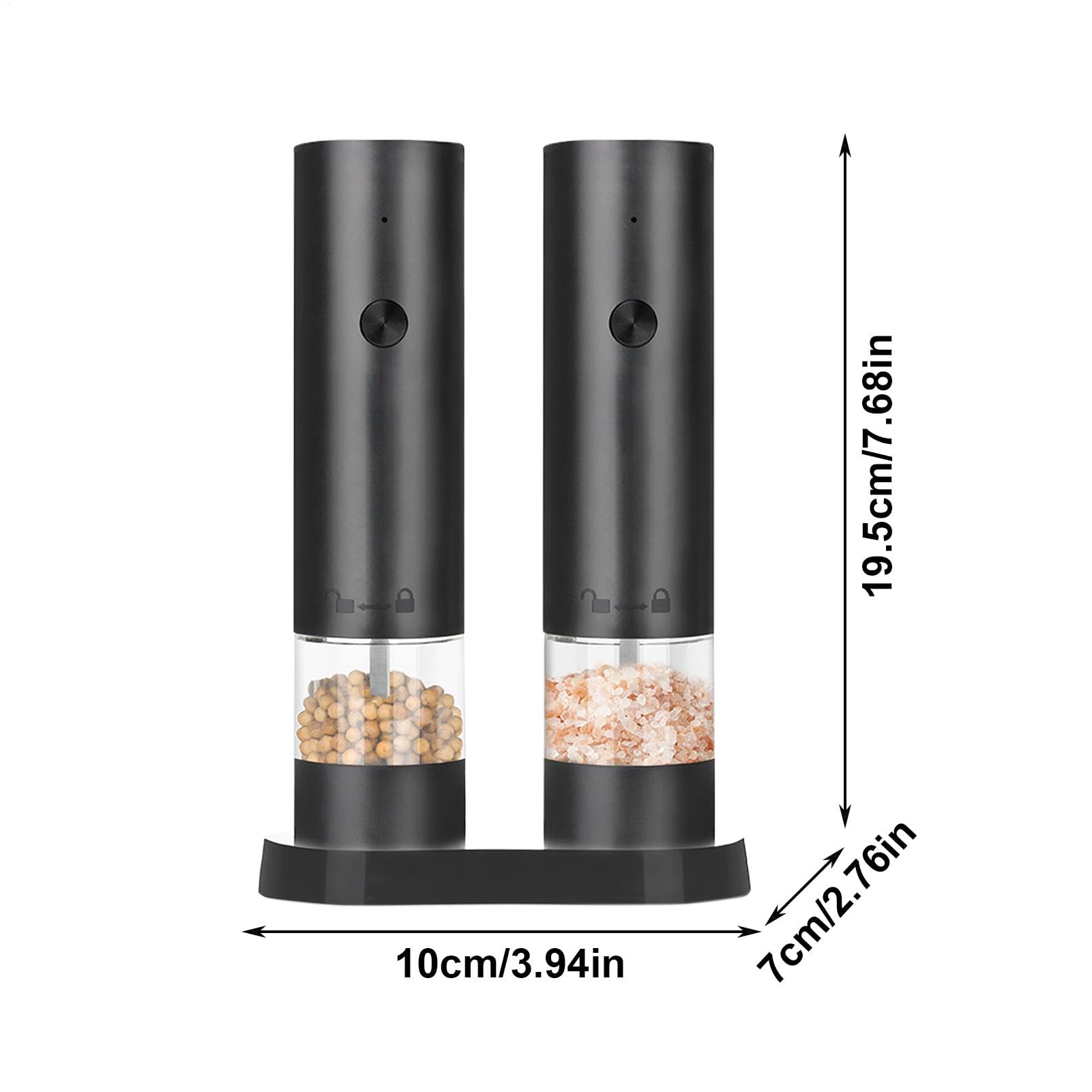 Electric Grinder Set, Salt Pepper Grinder, Rechargeable Chili Grinder, Automatic Grinders, Rechargeable Chili and Pepper Grinders with Led Light, Automatic Mill Bottle for Salt