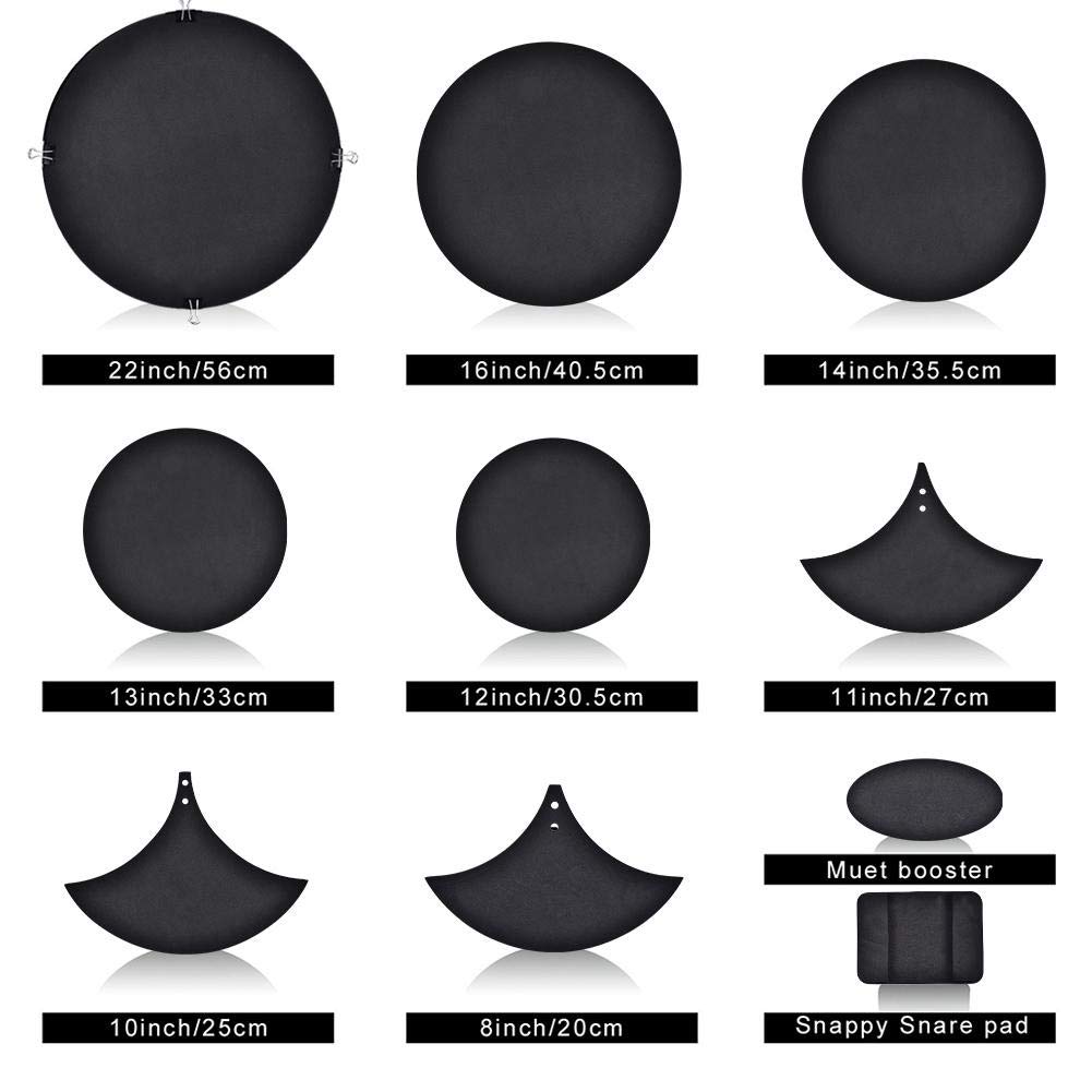 10 Pezzi ad Alta durezza Drum Sound off Tranquillo Gomma di Gomma Bass Snare Practice Pad Accessori per batterie, Set Batterie Silencieux Pads Practice Mute avec Cymbal Mutes