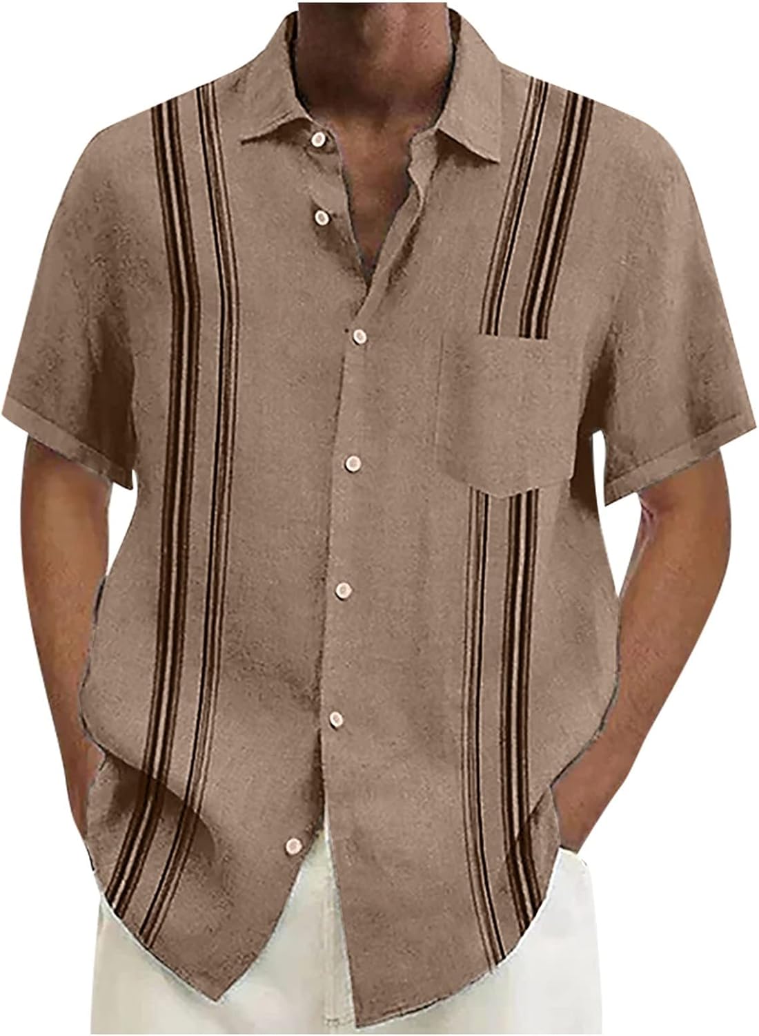 Ymosrh Men's Shirts Designer Spring Summer Casual Cotton Linen Solid Color Short Sleeve Shirts Loose, M-4XL