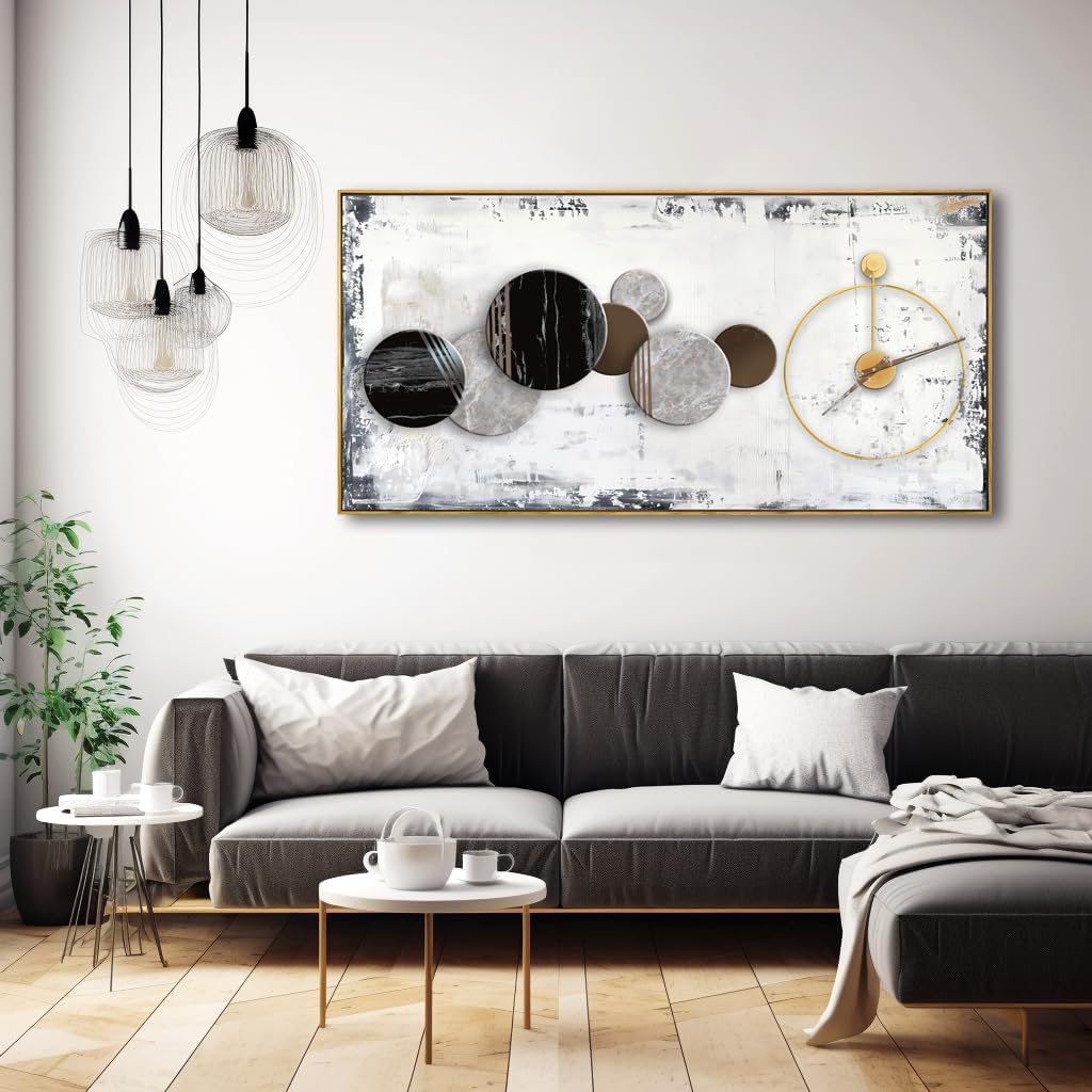 MooMel Wall Art Clocks Prints Modern Simple Artwork Canvas Painting for Living Room Bedroom Dining Room Home Office Decor Large Framed Ready to Hang 30"x60"