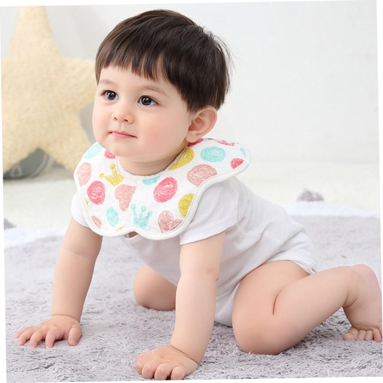 Toyvian 12pezzi Bavaglini Impermeabili Per Cotone Design Petalo e Stampa Cartone Assorbenti e Facili Da Pulire Per Evitare Macchie Di Saliva Durante Lo Svezzamento