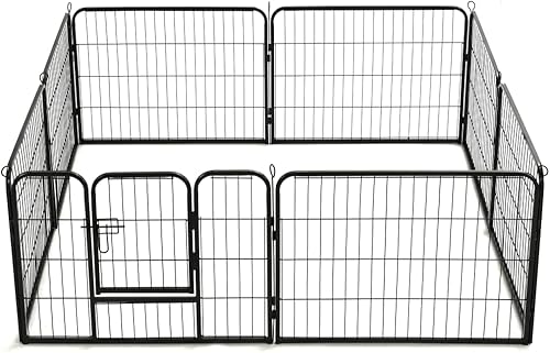 Miniatura 5 de GOLINPEILO Corralito para perros al aire libre, 8 paneles de acero de 31.5 x 23.6 pulgadas, corral de metal resistente para perros y mascotas con