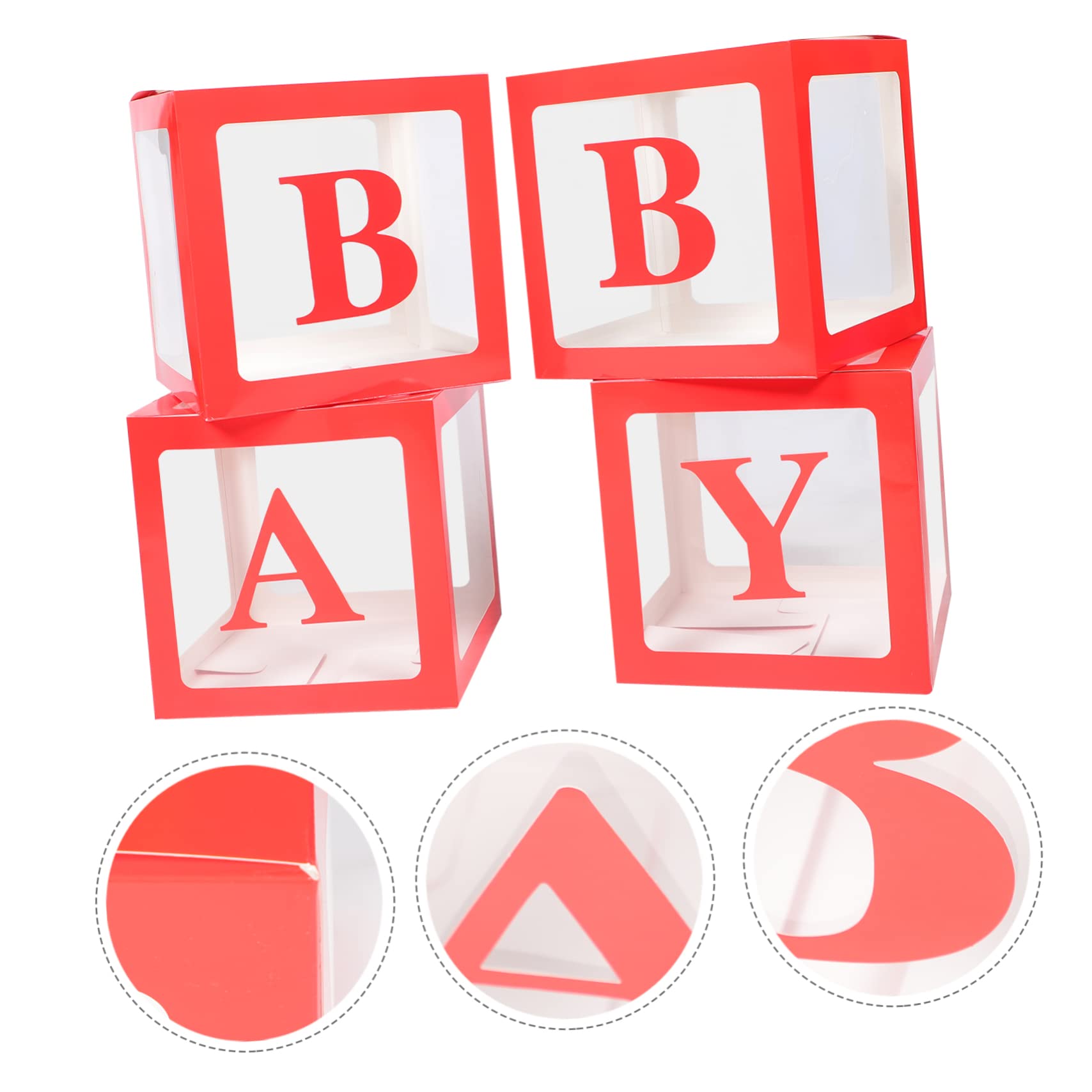 4 Stück Rote Ballonboxen aus Papier und Pvc für Babyparty