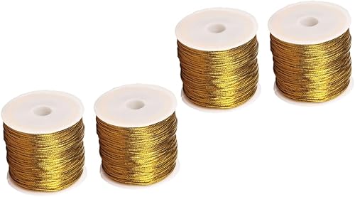 Uonlytech Paquete de 4 rollos de cuerda de envolver para regalo, cinta para manualidades, cinta metálica elástica para manualidades, cinta de oropel
