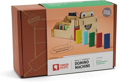 Miniatura 6 de KiwiCo Domino Machine - Juego de madera - 100 dominó y robot de dominó de madera para mayores de 9 años