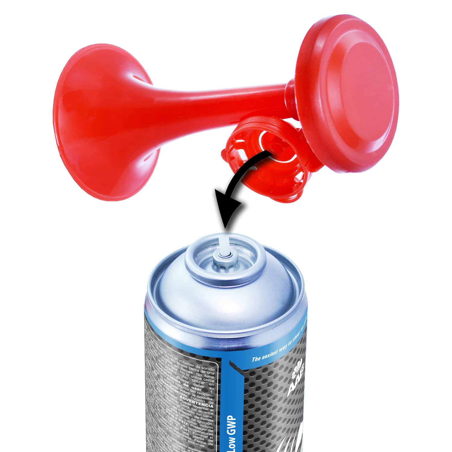 AABCOOLING AAB Signal Horn – Laut Drucklufthorn 106 dB(A), Fussball Fanartikel Mit Nicht Brennbarem Gas, Fanfare, Gaströte, Stadion Signalhorn, Drucklufthupe, Pressluft Tröte