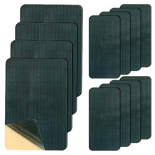 12 Pieces Pool Safety Cover Patch Kit Swimming Pool Safety Cover Repair Kit Green Self-Adhesive Mesh Pool Cover Pool Patch for Inground Saver Patch (4pcs 12x8 inch+8pcs 4X8 inch)