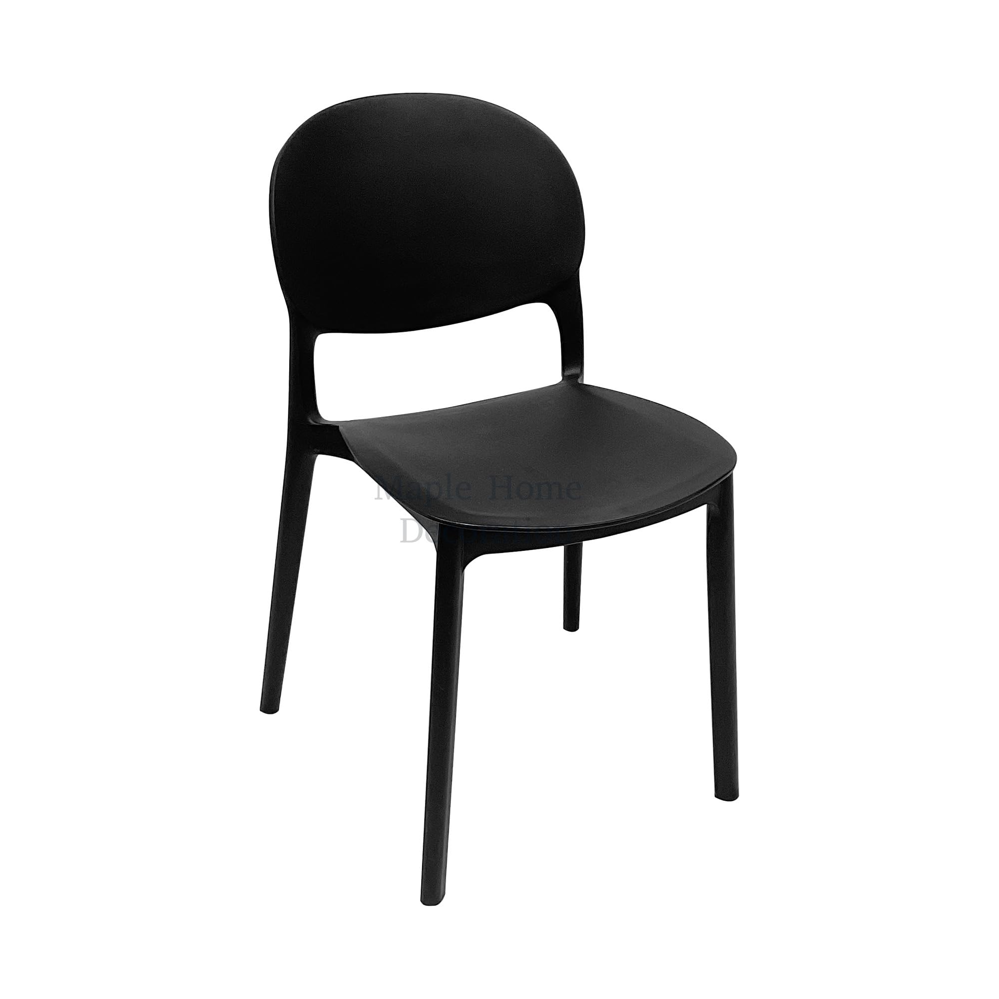 MAPLE HOME DECORATION Dining Chairs Plastic Stacking Modern Molded Side Chair Kitchen Dining Room Chair Indoor Outdoor Furniture (BLACK)