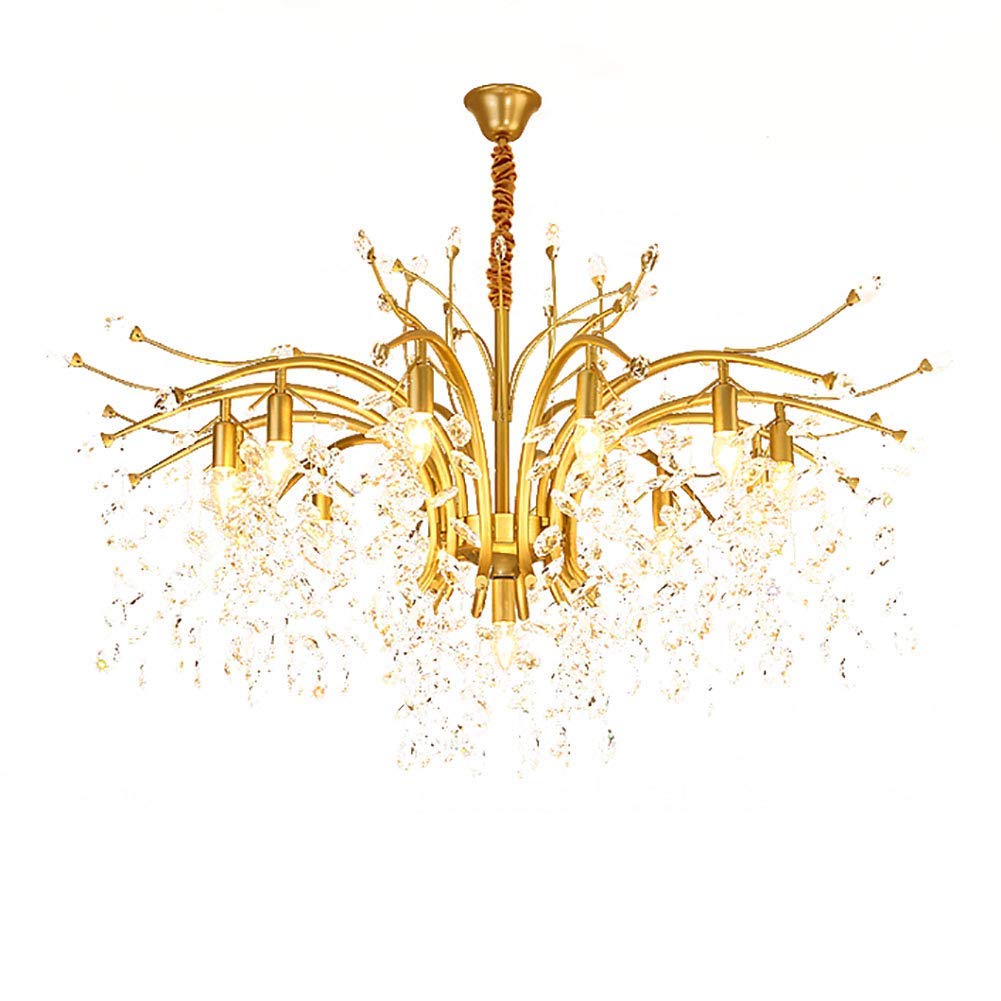 LYMSXAZOU K9 Crystal Raindrop Ceiling Light Fixture 11 Lights Industrial Iron Pendant Lamp for Dining Room Bathroom Bedroom Living RoomModern Lighting Design