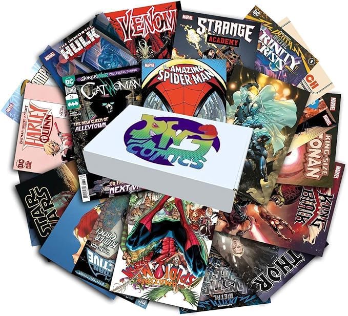 Marvel Comics & DC Comic Books Collection 25 Pack Even Split no dupes - Comic Book Gift Box for Kids, Teens and Adults - Great Mix of Comic Book Collection