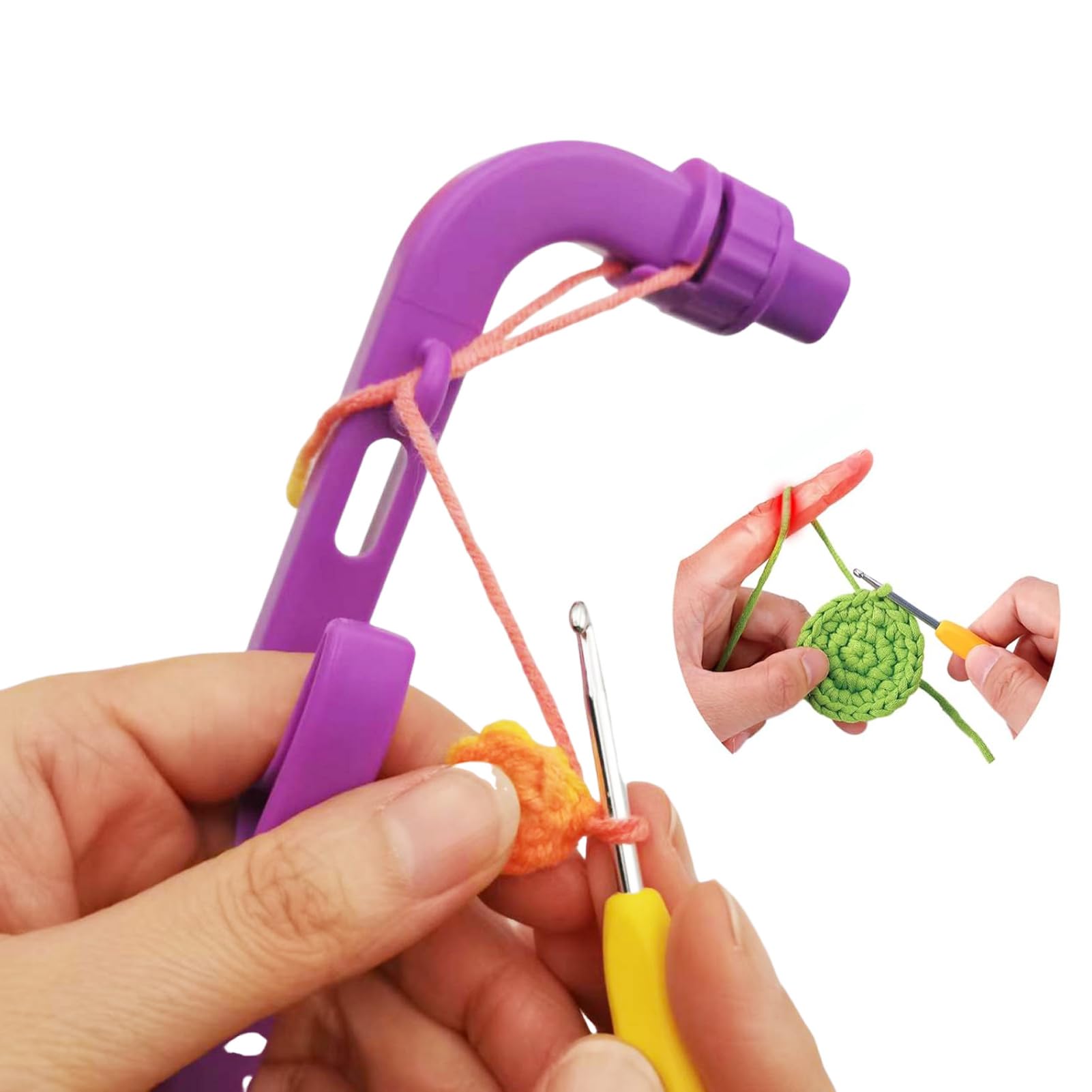 Crochet Holder for Beginners - Crochet Helper to Learn How to Crochet and Make Magic Rings 3 in 1 Crochet Yarn Tension Regulator Yarn Guide Relive Hand Fatigue Pain Gift for Crocheters Knitters