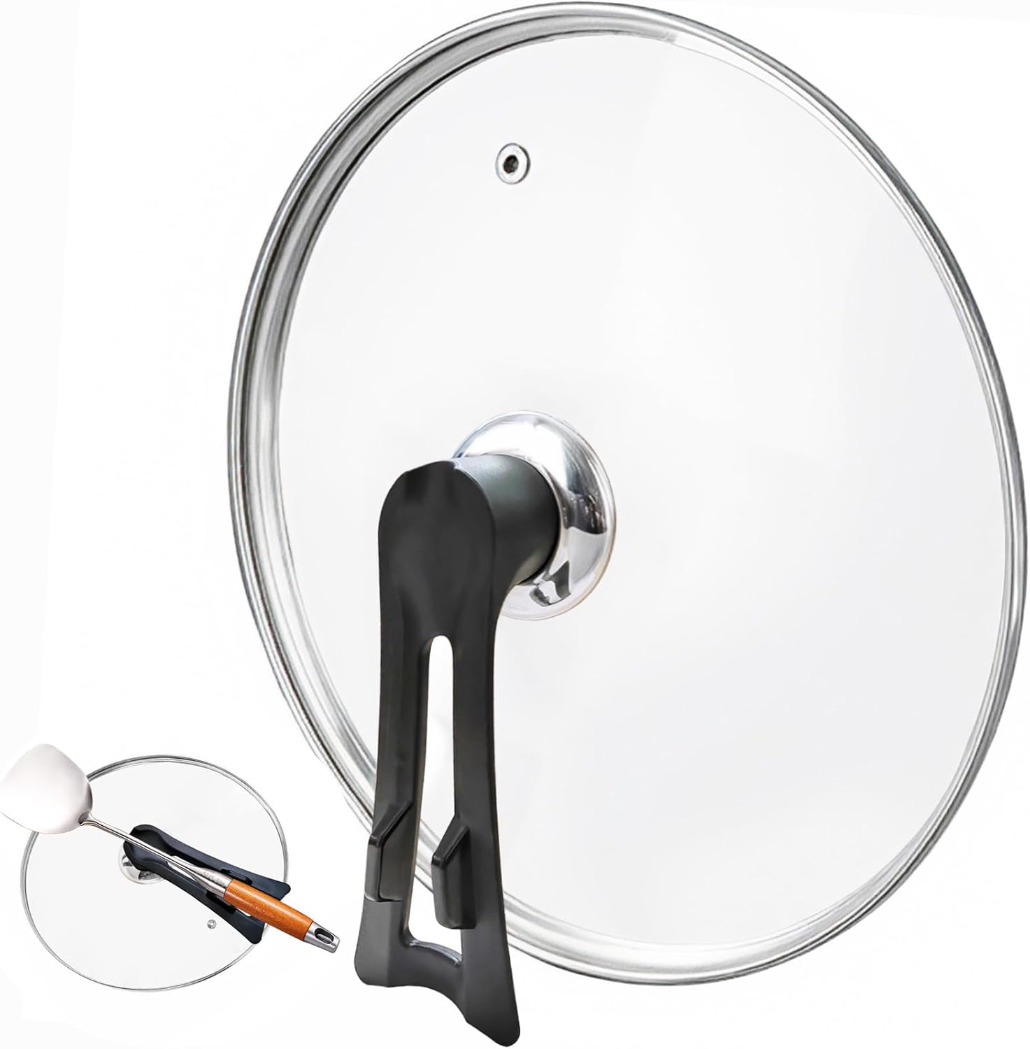 Glass Lid For Pots, Pans and Skillets, Round Tempered Clear Glass Cover Replacement with Steam Vent, Heat Resistant Handle, 11″, 12″, 12.5″, 13.5″ And 14″,14 Inch Fit Inner dia 14.1″-14.5″