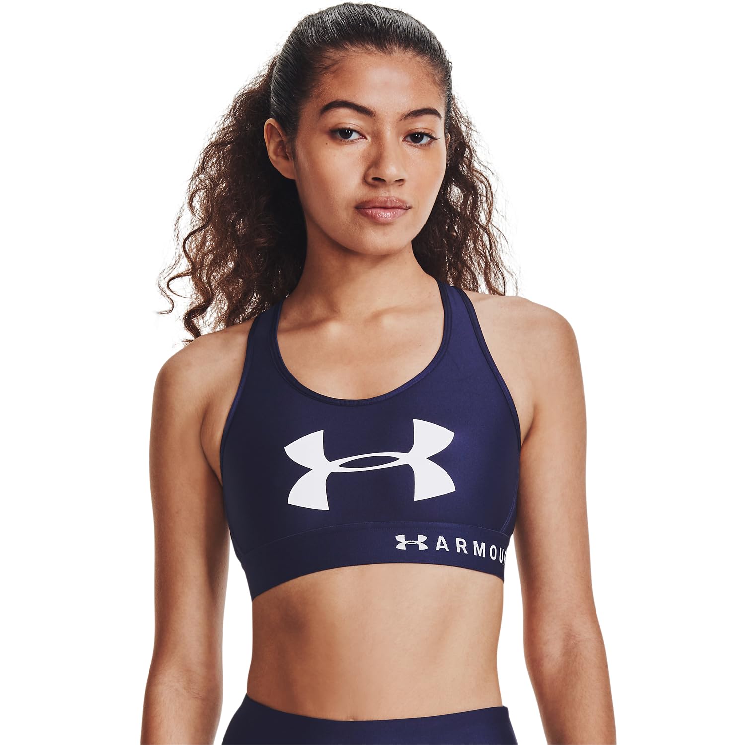 Under Armour Armour Mid Keyhole Graphic, ropa deportiva de mujer para correr, sujetador deportivo para mujer con espalda cruzada y logotipo mujer