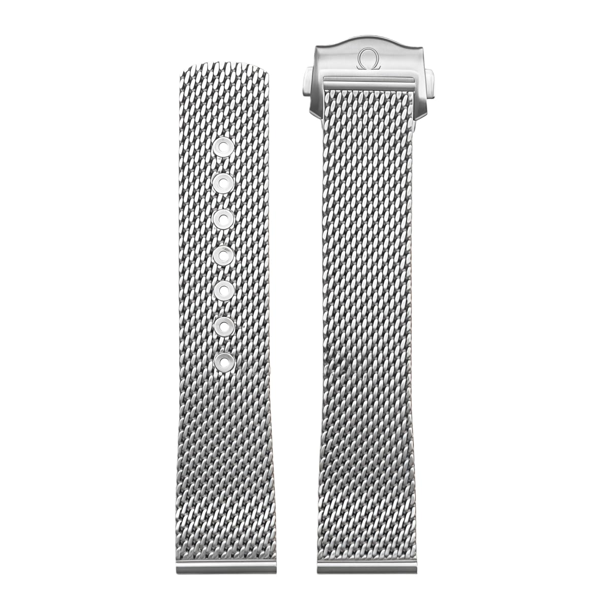 Cinturino Orologio Acciaio Inox Bracciale Metallico 20mm Mesh Intrecciato Ricambio Estremità Diritta Spazzolato Fibbia Lucida for Omega Seamaster 300