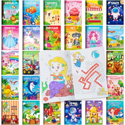 BenLouis Mini Coloring Books Bulk for Kids Ages 4-8-12 （24pcs Assorted）