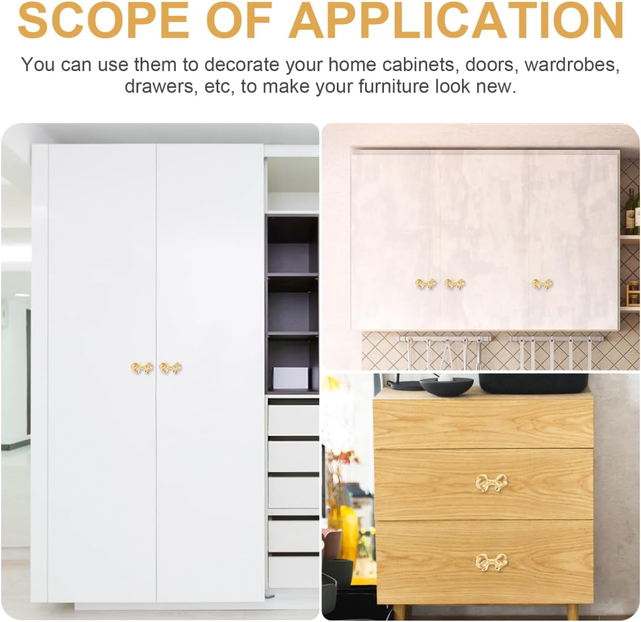 3pcs Bowknot Shape Brass Door Pulls Decorative Handle for Dresser Cabinet Wardrobe Vintage Style Knobs for Furniture Easy Installation and Elegant Design