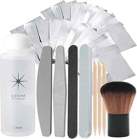 Amazon ジェルネイルオフキット ジェルリムーバーアセトン130ｍl 日本製 ダストブラシ コットン付きアルミ約50枚 ファイル4点 ウッドスティック 日本語解説書付 スカルプチュア アクリルネイルの除去に ノーブランド品 リムーバー 通販