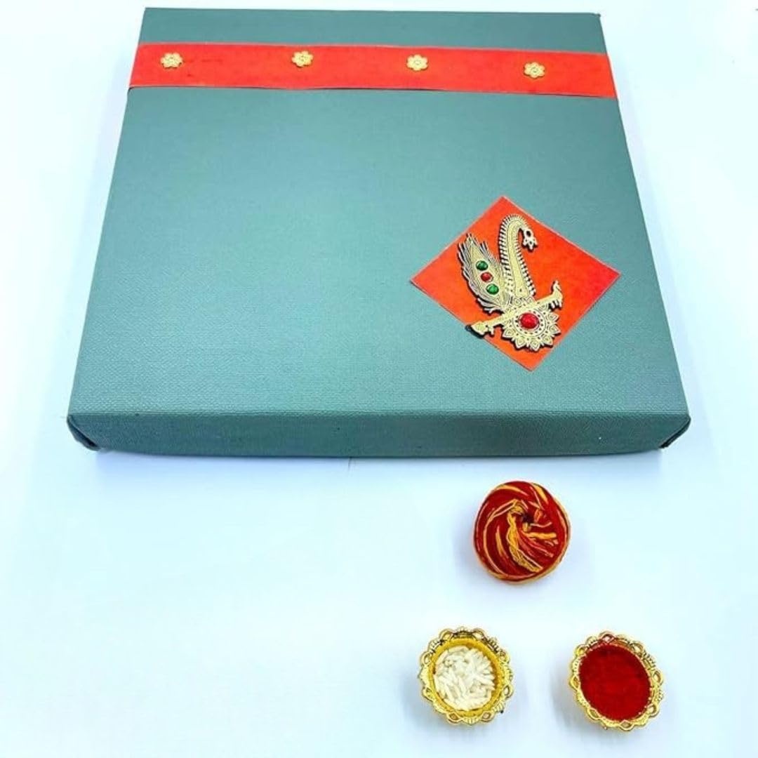 Premium Diwali Gift Hamper for Brother & Bhaiya-Bhabhi | 400g Dry Fruits - Kaju, Badam, Pista & Kishmish | Hamper with Roli, Chawal & Moli | Elegant Festive Gift Box |Diwali and Bhai duj Combo 2