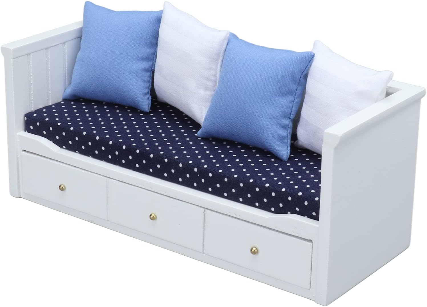 1:12 Scale Mini Sofa Furniture Model, Birch and Cloth Material, Simulation Sofa with Cotton Filling, Exquisite for Bedroom Living Room Decoration