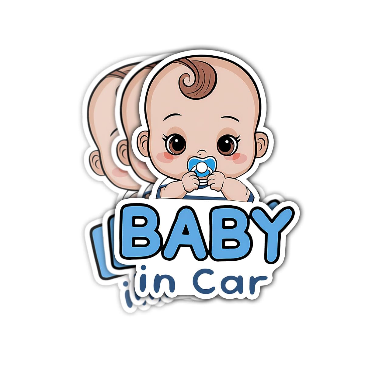 (3 Pcs) Blue Baby in Car Sticker Child in Car Sticker Baby in Car Safety Decal Kids on Board Stickers for Laptop Car Water Bottle Phone Case Hat