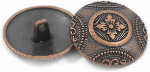 Miniatura 10 de Bezelry 12 botones de vástago de metal con patrón de roseta. 0.906in (78 pulgadas) (pátina blanca cobre)